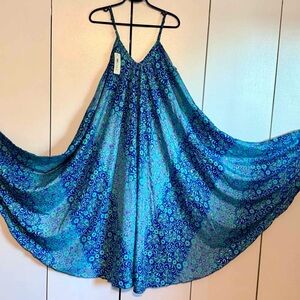 NWT Blue Indian Silk Dress